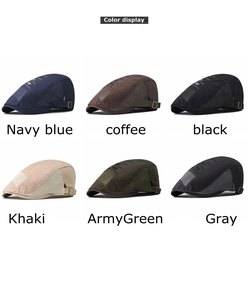 Detailed grid view of breathable mesh beret caps in six colors with metal buckle