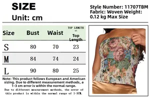 Detaillierte Größentabelle für Damen-Stickerei-Tube-Top mit Maßen von S bis L