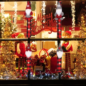 Christmas gnome refrigerator handle covers in red and black plaid with festive embroidery