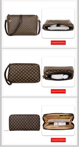 Three-piece set showing interior storage for shoulder bag, pouch and long wallet