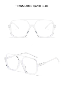 Detailansicht der transparenten Pilotenbrille mit klaren Anti-Blaulicht-Gläsern