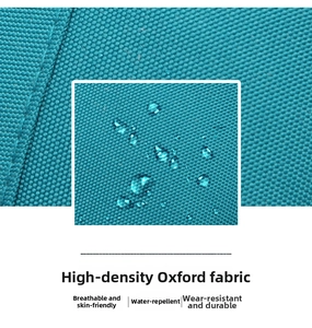 Close-up of high-density oxford fabric with water-repellent droplets on the sling bag