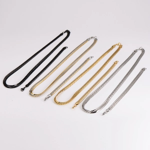 7.5mm flat double-woven gold dragon necklaces in black, silver, and gold finishes