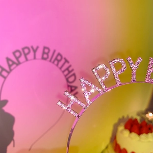 Sparkling rhinestone Happy Birthday headband for women's birthday party atmosphere