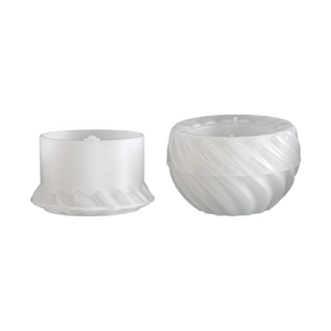 DIY silicone mold set for resin candle cups with spiral stripes and wavy base