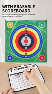 Detail of children golf sticky target set with erasable scoreboard and marker pen
