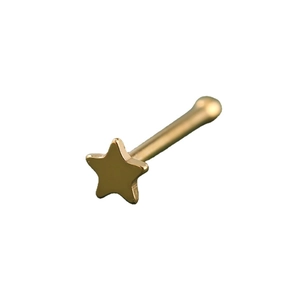 Star-shaped golden stainless steel nose bone stud with minimalist metallic finish