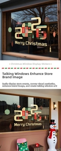 Detailed Christmas window stickers with 2025 motifs and Merry Christmas festive lettering