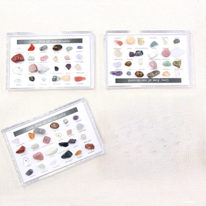 Polished natural crystal agate specimens and gemstone set for geology teaching