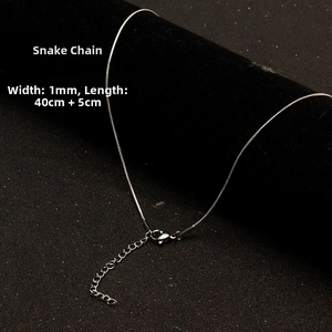 Detail of 1mm silver square snake chain with lobster clasp and adjustable extension