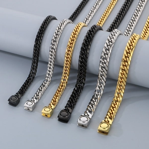 Collier Et Bracelet À Maillons Cubains Bijoux En Acier Inoxydable Mode Hip Hop Hommes