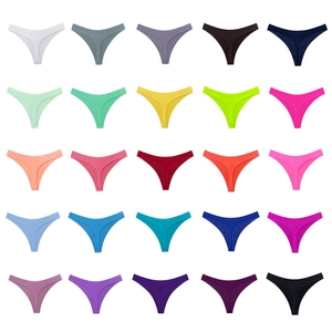 Grid layout showing 25 colorful seamless stretch thongs for women in various vibrant shades