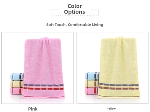 Detail view of colorful striped towels showing pink and yellow cotton fabric texture