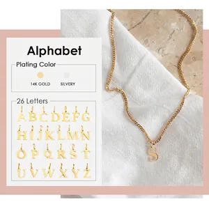 Stainless Steel Alphabet Initial Pendant Necklace For Women 14K Gold Silver Plated Snake Chain Personalized DIY Letter Choker Jewelry Gift