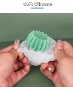 Macro detail of soft succulent silicone mold showing flexibility for easy DIY release