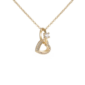 Elegant gold heart pendant necklace for women featuring shimmering zircon stones in a sweet style