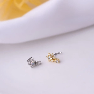 L-shaped titanium steel nose studs with star pendant and colorful zircon stones