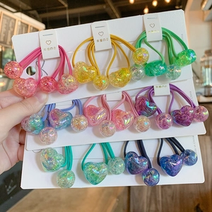 Colorful gradient heart and round ball elastic hair ties for girls on display cards