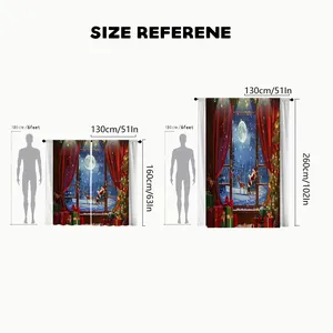 Size guide for Christmas curtains with Santa prints showing 160cm and 260cm heights