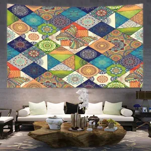 Bohemian mandala tapestry with butterfly elements for dorm and living room wall decor