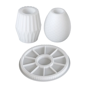 White silicone molds set for striped round trays and geometric gypsum resin crafts