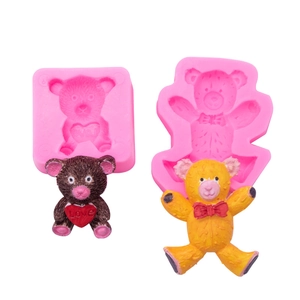 Cartoon teddy bear silicone molds with realistic fur textures for cake fondant or chocolate