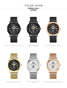 Selection of stylish men's quartz watches with mesh straps and triple dial calendar