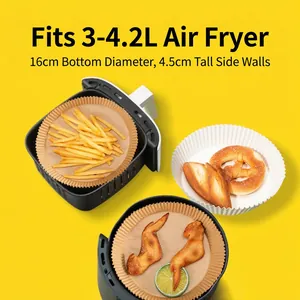 Disposable round air fryer paper liners 16cm for 3-4.2L baskets oil-proof and waterproof