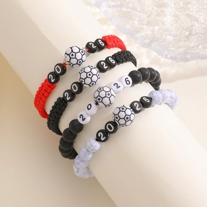 Adjustable Handwoven Cord Soccer Ball 2026 Number Beads Bracelet Sport Souvenir Football Jewelry For Men Women Daily Fans Gift
