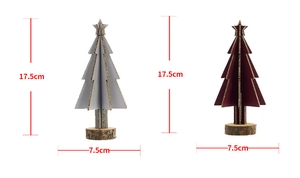 Miniature wooden Christmas tree set with gold glitter edges and rustic wood base