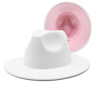 Chapeau Fedora Bicolore Coton Polyester Feutre Large Bord Plat Style Britannique Rétro Jazz Casquette Pour Hommes Femmes Classique