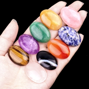 Polished Oval Cabochon Natural Crystal Agate Amethyst Tiger Eye Stone For DIY Jewelry Making Ring Pendant Inlay Accessory