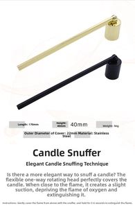 Polished stainless steel candle snuffer with 170mm handle and 22mm diameter bell