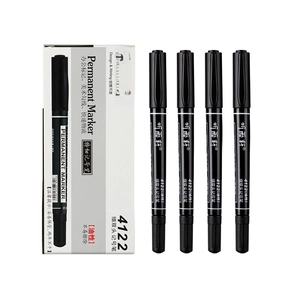Professional black dual-tip permanent markers for art drawing and office marking