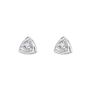 Elegant S925 sterling silver triangle stud earrings with round cubic zirconia stones