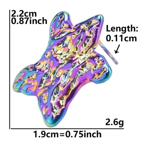 Rainbow star earring dimension chart showing 2.2cm height and 1.9cm width on white background