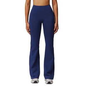 Navy blue high-waisted flared yoga pants for women with slimming sports fit effect