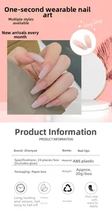 Detail specifications of pink gradient long ballet press-on nails with 24 pieces set
