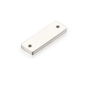 Polished silver rectangular stainless steel geometric tag with dual holes for DIY jewelry