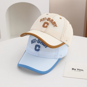 Kids breathable mesh baseball caps with HII-BABY embroidery for summer sun protection