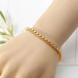 Minimalist 18K gold plated stainless steel box chain bracelet for men and women
