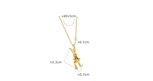 Detailed technical drawing of a mechanical bunny pendant with precise size measurements
