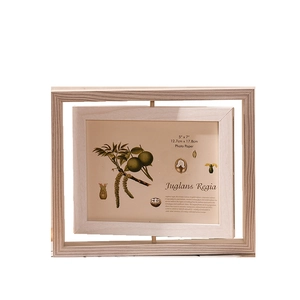 Rotating double-sided wooden photo frame with natural wood grain for 5x7 inch pictures