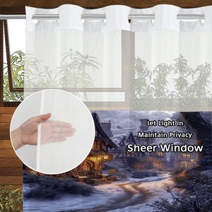 Detail of white grommet sheer curtain fabric showing light filtering and privacy features