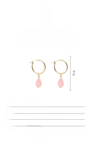 Detail showing S925 silver 18K gold earrings with pink baroque freshwater pearls