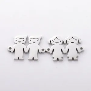 Breloques En Acier Inoxydable Garçon Et Fille Poli Dessin Animé Accessoires De Bijoux DIY Famille Amis Pendentifs