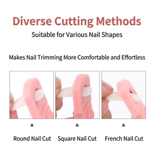 Pink U-shaped nail tip clipper for trimming round, square, and French style false nails