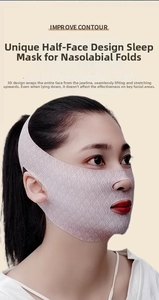 Close-up of 3D facial lifting mask showing elastic fabric and V-line contouring