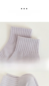 Detailed macro view of the light purple elastic ribbed cuff on women cotton ankle socks