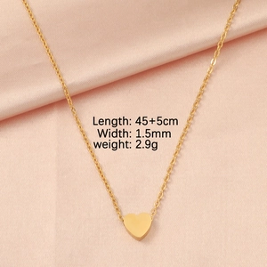 Golden heart pendant necklace with dimensions 45 plus 5cm length and 1.5mm chain width